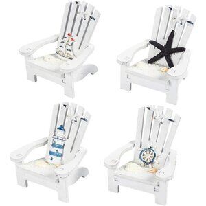 Juvale Set of 4 Mini Beach Chair for Bathroom, Nautical Home Deco